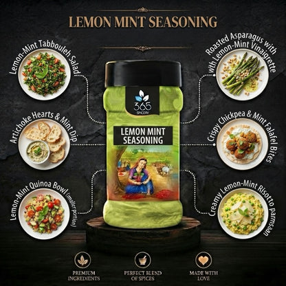 LEMON MINT SEASONING | Refreshing Zesty Snack Dust | Gluten-Free | No Artificial Colours | 365 Spicery
