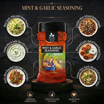 MINT & GARLIC SEASONING | Fresh Herb Fry Sprinkle | Gluten-Free | No Artificial Flavours | 365 Spicery