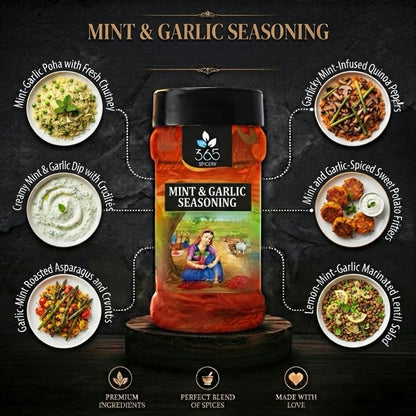 MINT & GARLIC SEASONING | Fresh Herb Fry Sprinkle | Gluten-Free | No Artificial Flavours | 365 Spicery