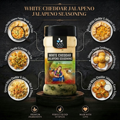 WHITE CHEDDAR JALAPENO SEASONING | Spicy Popcorn Spice | Gluten-Free | No Artificial Colours | 365 Spicery