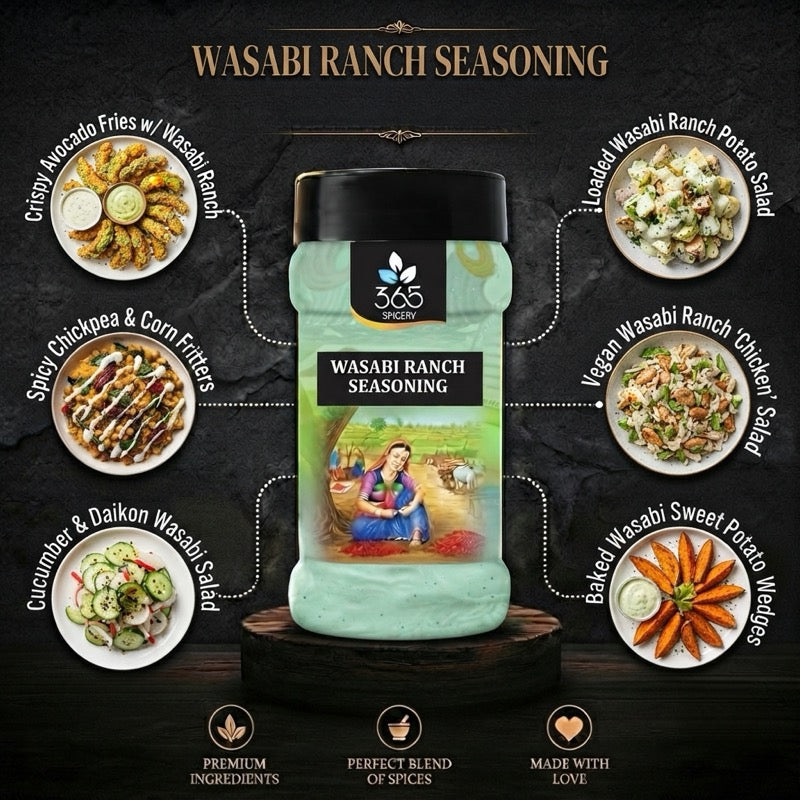 WASABI RANCH SEASONING | Bold Tangy Snack Dust | No MSG | Premium Quality | Made in India | 365 Spicery