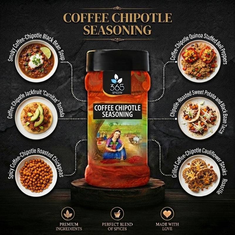COFFEE CHIPOTLE SEASONING | Bold Smoky Grill Rub | Vegan | No MSG | Premium Quality | 365 Spicery