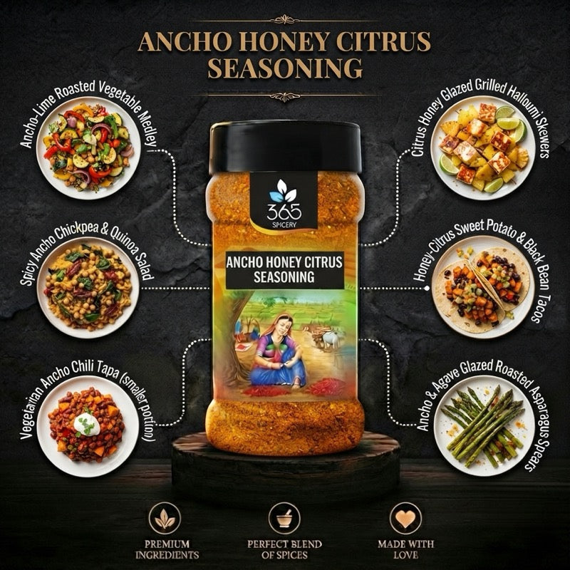 ANCHO HONEY CITRUS SEASONING | Sweet & Spicy Grill Rub | Vegan | No MSG | Premium Quality | 365 Spicery