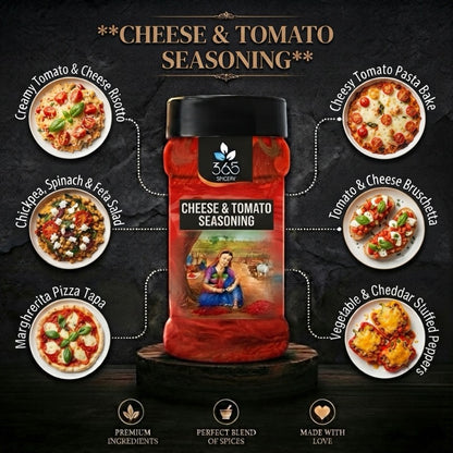 CHEESE TOMATO GARLIC SEASONING | Savory Fry Sprinkle | Gluten-Free | No Artificial Colours | 365 Spicery