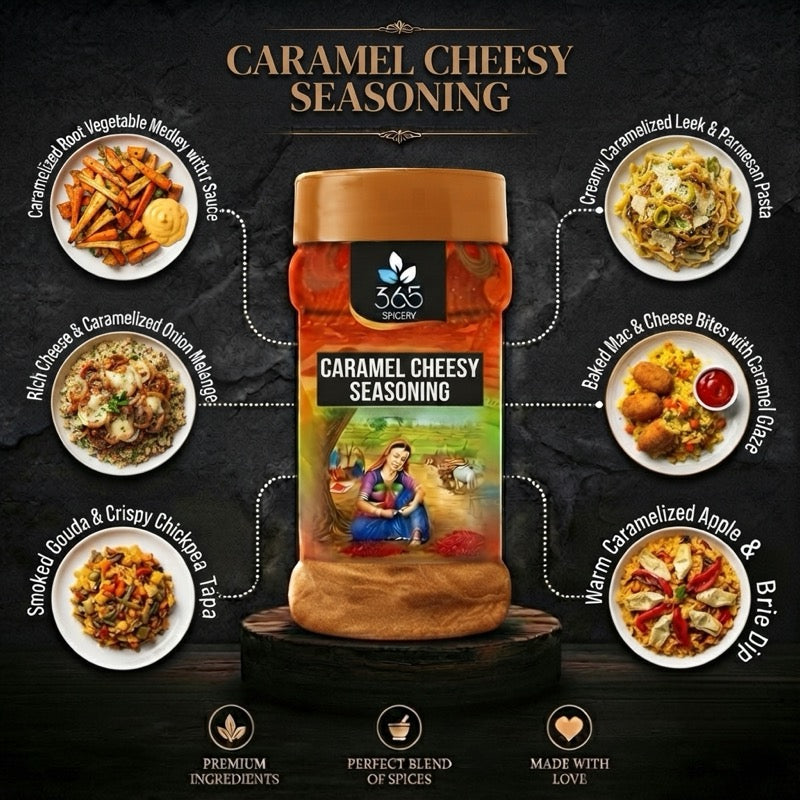 CARAMEL CHEESY SEASONING | Sweet & Savory Popcorn Dust | Gluten-Free | Natural Ingredients | 365 Spicery