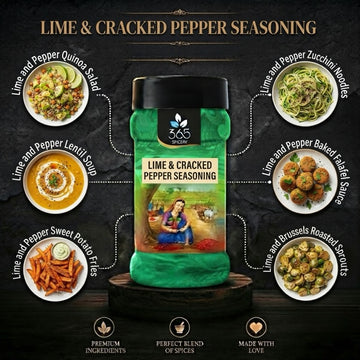LIME & CRACKED PEPPER SEASONING | Zesty Snack Topping | Vegan | No Artificial Flavours | 365 Spicery