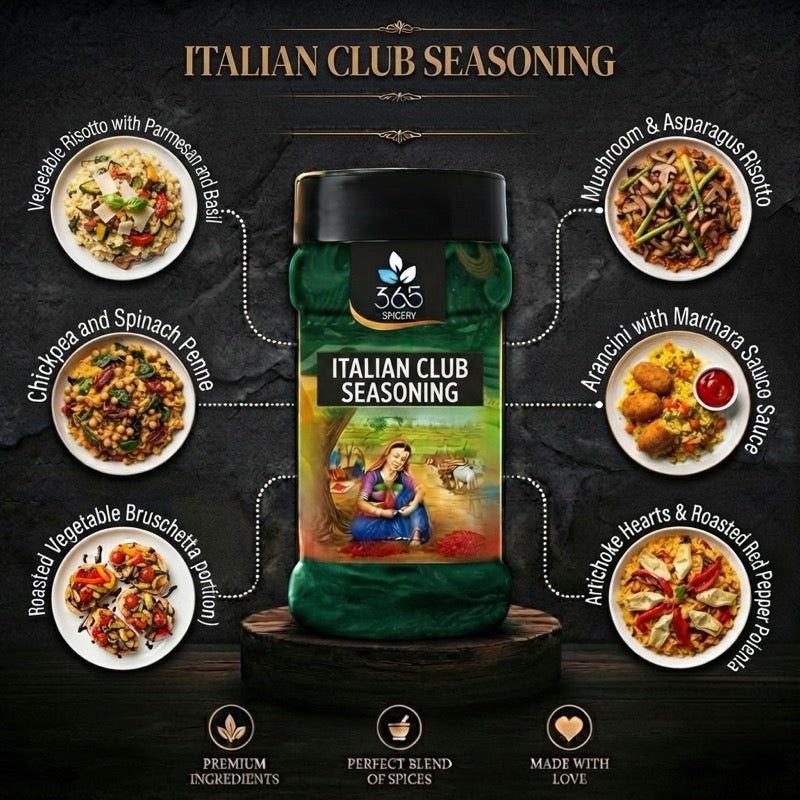 ITALIAN CLUB SEASONING | Classic Herb & Garlic Blend | Vegan | No Artificial Flavours | 365 Spicery