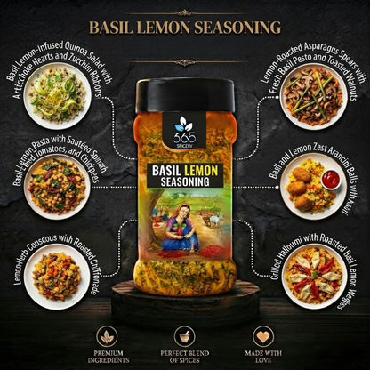 BASIL LEMON SEASONING | Fresh Herb & Citrus Blend | Vegan | No MSG | No Artificial Colours | 365 Spicery