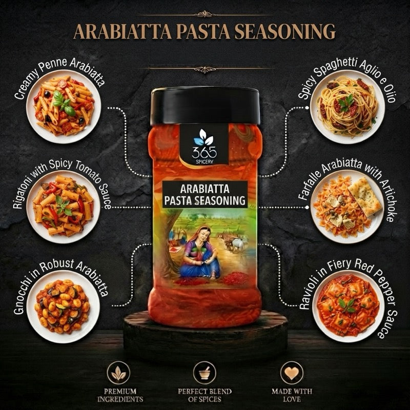 ARABIATTA PASTA SEASONING | Spicy Italian Herb Blend | Vegan | No Artificial Colours | 365 Spicery