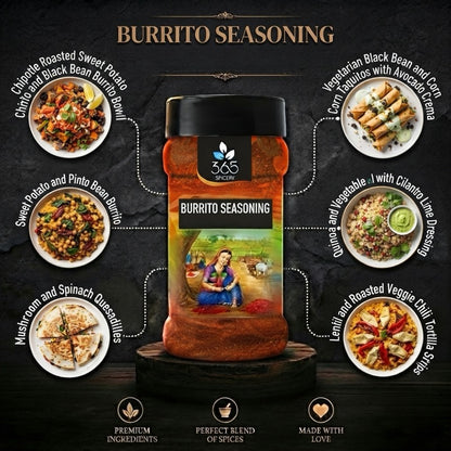 Burrito Seasoning | Smoky Mexican Blend for Snacks | Gluten-Free | No MSG | Premium Quality | 365 Spicery