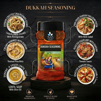 Dukkah Seasoning | Crunchy Nut & Spice Blend | Gluten-Free | No MSG | Premium Quality | 365 Spicery