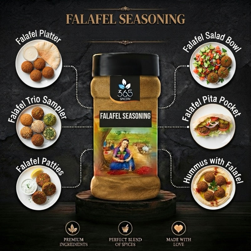 Falafel Seasoning | Authentic Middle Eastern Herb Mix | Natural Ingredients | Vegan | No Artificial Flavours | 365 Spicery