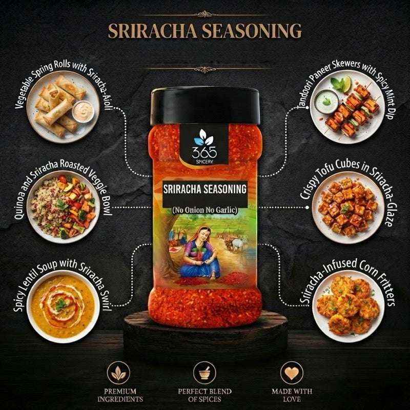 Sriracha Seasoning | Spicy Tangy Kick for Fries & Popcorn | Gluten-Free | No MSG | Premium Quality | 365 Spicery