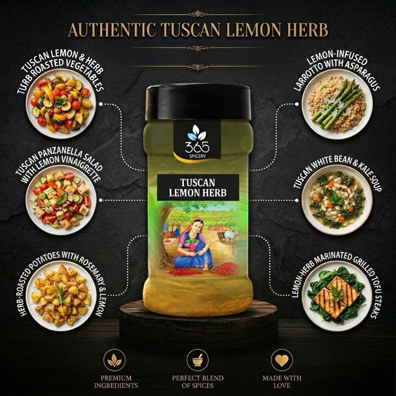 TUSCAN LEMON HERB | Fresh Mediterranean Pasta Seasoning | Vegan | No MSG | Premium | 365 Spicery