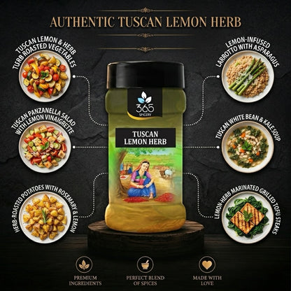 TUSCAN LEMON HERB | Fresh Mediterranean Pasta Seasoning | Vegan | No MSG | Premium | 365 Spicery