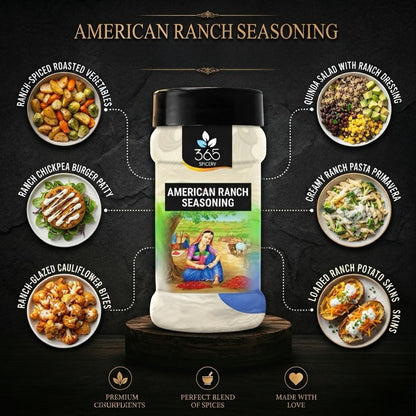 AMERICAN RANCH SEASONING | Creamy Herb Snack Topping | Gluten-Free | No MSG | 365 Spicery