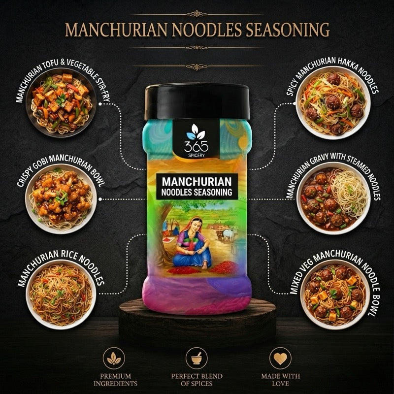 MANCHURIAN NOODLE SEASONING | Indo-Chinese Street Food Blend | Vegan | No Artificial Colours | 365 Spicery
