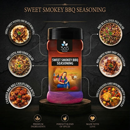 SWEET SMOKEY BBQ SEASONING | Rich Grill & Fry Spice Mix | Vegan | No Artificial Flavours | 365 Spicery