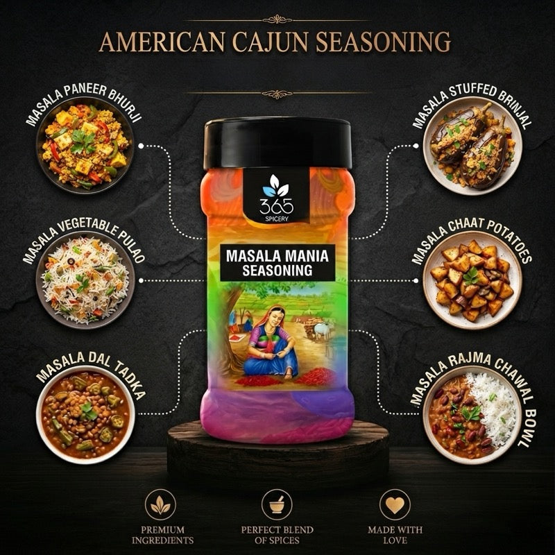 AMERICAN CAJUN SEASONING | Classic Bold Spice Blend for Snacks | No MSG | Natural Ingredients | 365 Spicery