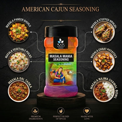 AMERICAN CAJUN SEASONING | Classic Bold Spice Blend for Snacks | No MSG | Natural Ingredients | 365 Spicery