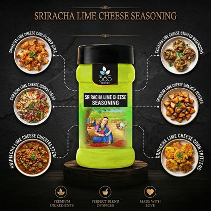 SRIRACHA LIME CHEESE SEASONING | Spicy Tangy Snack Dust | No MSG | Natural Ingredients | 365 Spicery
