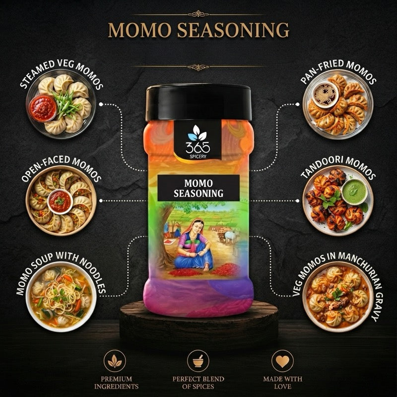 Momo Seasoning | Tangy & Spicy Street Food Blend | Vegan | No Artificial Colours | 365 Spicery