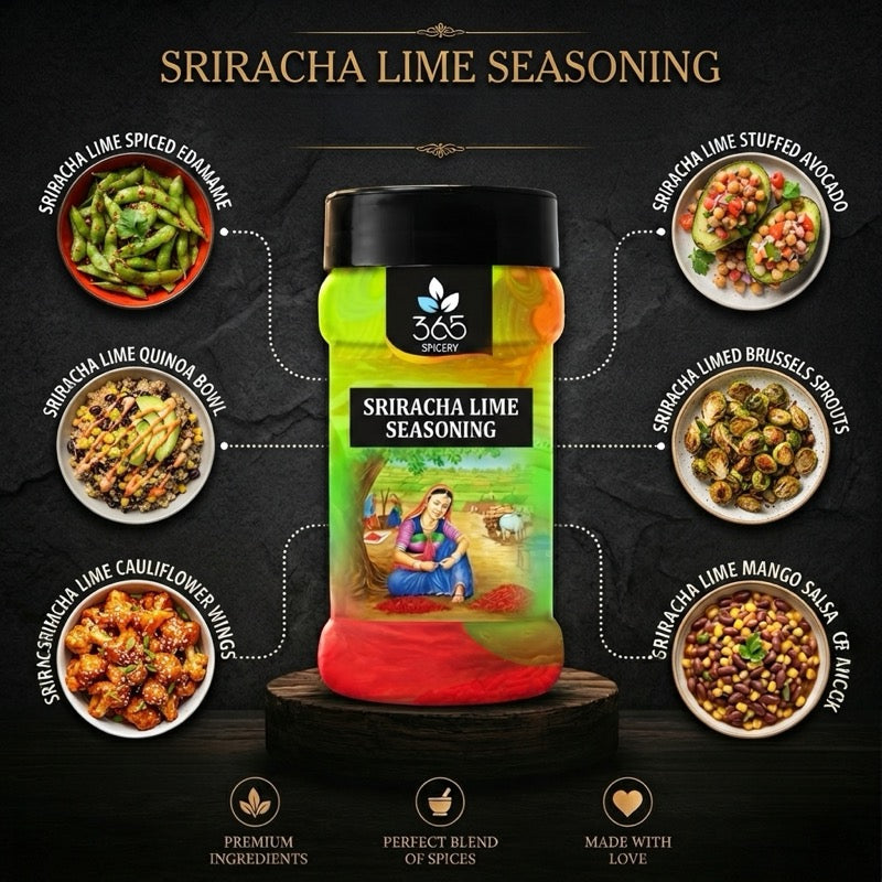 SRIRACHA LIME CHEESE SEASONING | Spicy Tangy Snack Dust | No MSG | Natural Ingredients | 365 Spicery