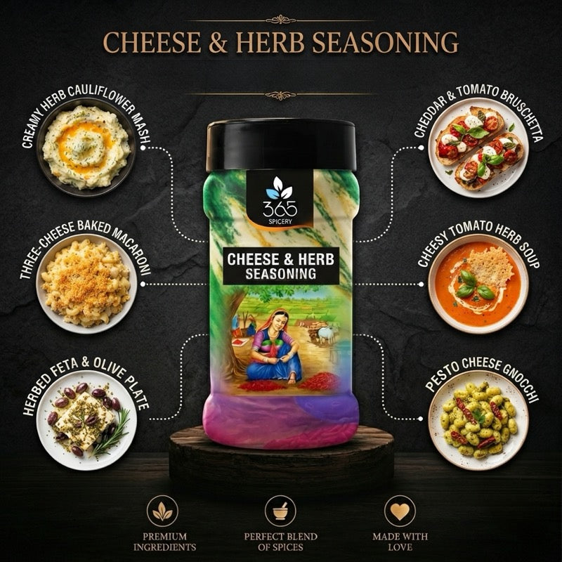 CHEESE & HERB SEASONING | Savoury Snack Topping | No MSG | Premium Quality | 365 Spicery