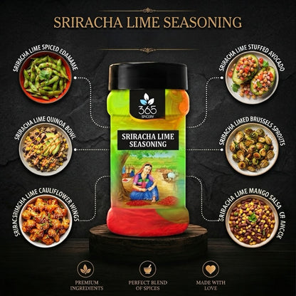 SRIRACHA LIME CHEESE SEASONING | Spicy Tangy Snack Dust | No MSG | Natural Ingredients | 365 Spicery