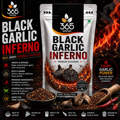 Black Garlic Inferno | Gourmet Spicy Fusion Rub | Vegan | No MSG | Premium Quality | 365 Spicery