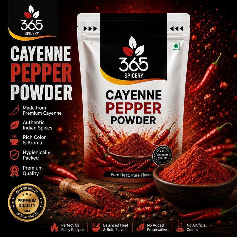 Cayenne Pepper Powder | Sharp Heat for BBQ & Dry Rubs | Vegan | No Artificial Flavours | 365 Spicery