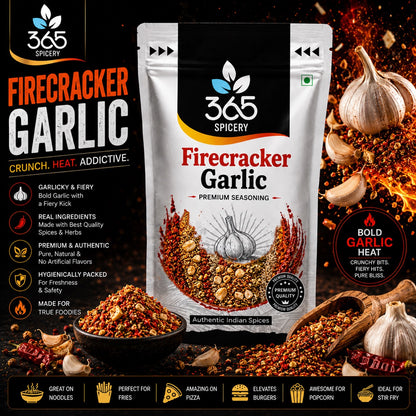 Firecracker Garlic | Bold Spicy Fusion Crunch | Vegan | No Artificial Colours | Premium | 365 Spicery