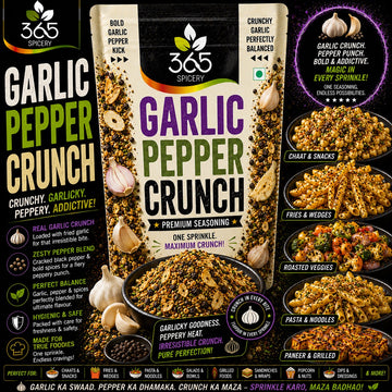 Garlic Pepper Crunch | Bold Aromatic Seasoning | Natural Ingredients | No Artificial Colours | 365 Spicery