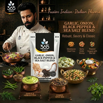 Garlic, Onion, Black pepper And Sea Salt Blend | Savoury Seasoning | No MSG | Made in India | 365 Spicery