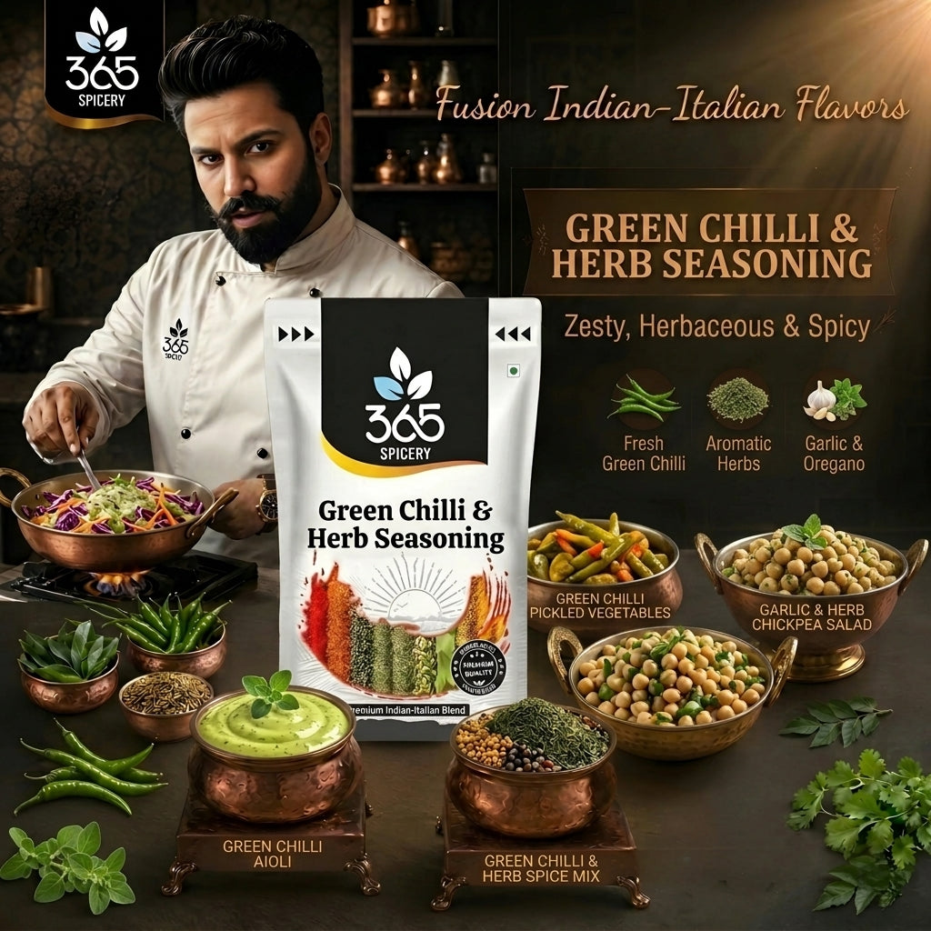 GREEN CHILLI & HERBS SEASONING | Spicy Snack Dust | Gluten-Free | No Artificial Colours | 365 Spicery
