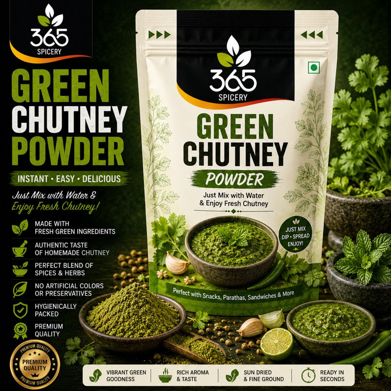 Green Chutney Powder | Fresh Coriander & Chilli Blend | Vegan | No Preservatives | 365 Spicery