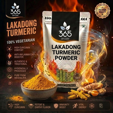 Lakadong Turmeric Powder | Potent Medicinal Spice | Natural Ingredients | Vegan | Gluten-Free | 365 Spicery