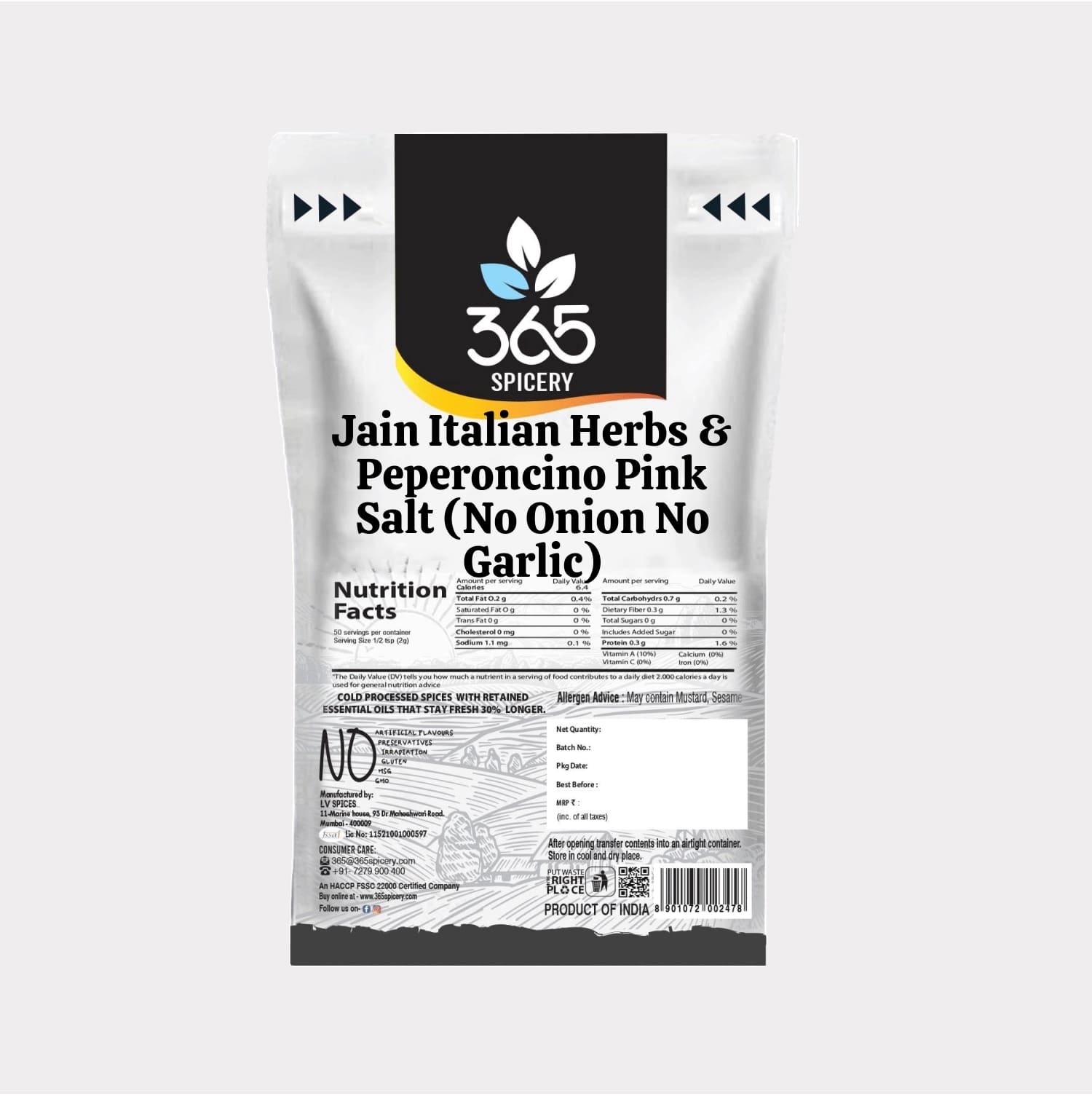 Jain Italian Herbs & Peperoncino Pink Salt (No Onion No Garlic)