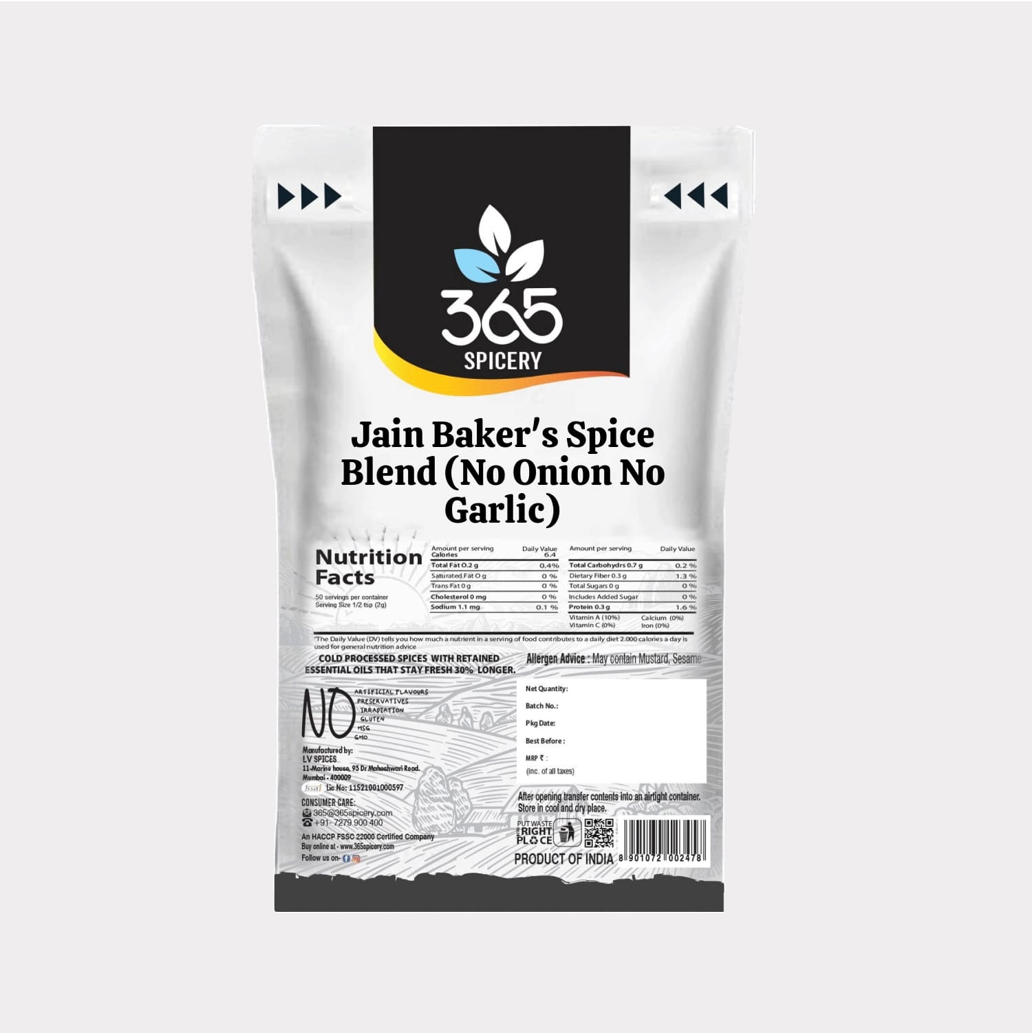 Jain Baker's Spice Blend (No Onion No Garlic)