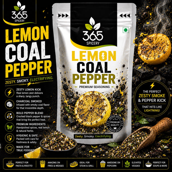 Lemon Coal Pepper | Zesty Smoky Fusion Rub | Vegan | No MSG | No Artificial Colours | 365 Spicery