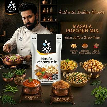 Masala Popcorn Mix | Authentic Indian Snack Blend | Vegan | No Artificial Flavours | 365 Spicery