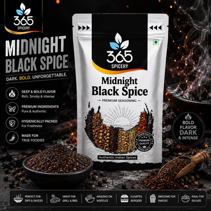 Midnight Black Spice | Exotic Gourmet Fusion Rub | Natural Ingredients | Gluten-Free | 365 Spicery