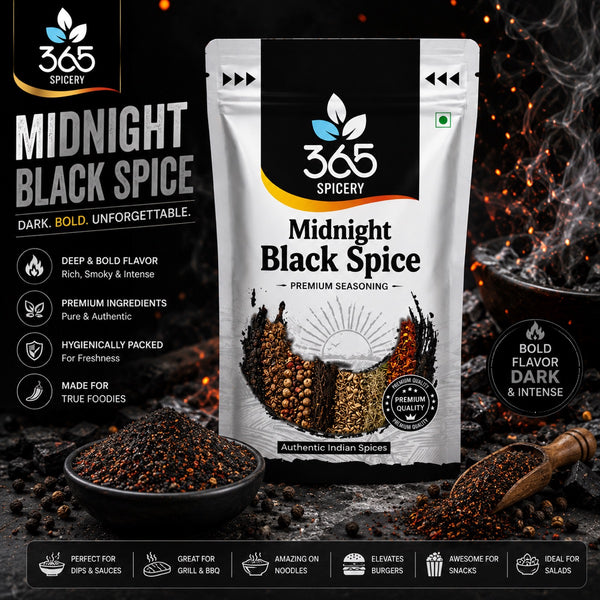 Midnight Black Spice | Exotic Gourmet Fusion Rub | Natural Ingredients | Gluten-Free | 365 Spicery