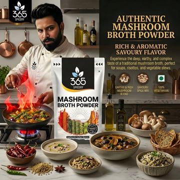 Mushroom broth powder | Rich Savoury Flavour | No Artificial Colours | Jain-Friendly | 365 Spicery