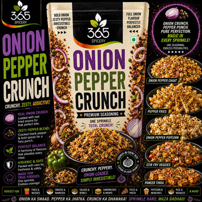 Onion Pepper Crunch | Savoury Fusion Spice Mix | Gluten-Free | No Artificial Flavours | Vegan | 365 Spicery