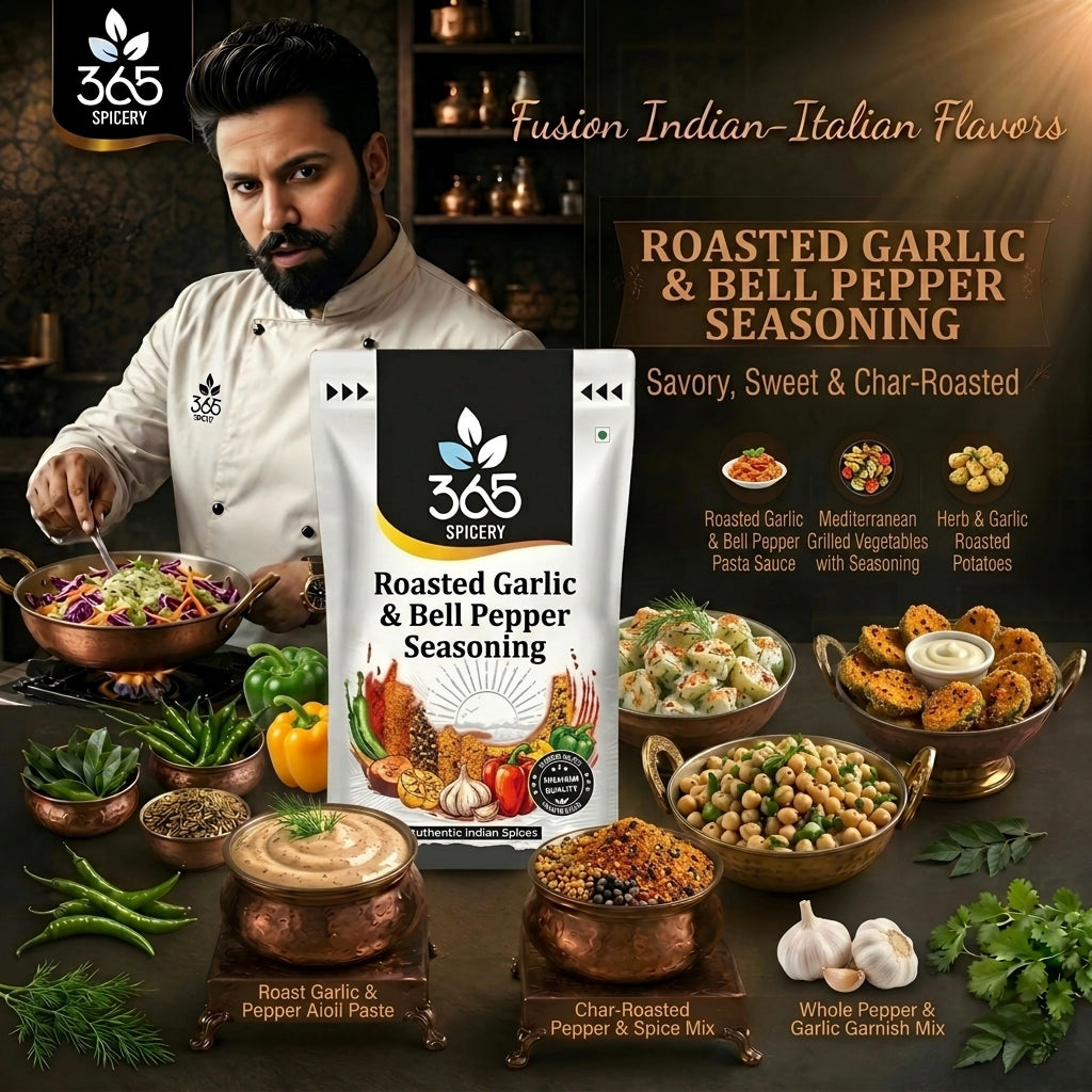 Roasted Garlic And Bell Pepper Seasoning | Savoury Grill Rub | Natural | No Artificial Colours | 365 Spicery