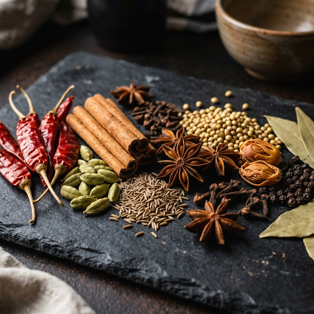 Whole Indian spices — raw ingredients for Kashmiri Chilli Powder | Vibrant Red Color for Indian Curries | Natural Ingredients | 365 Spicery
